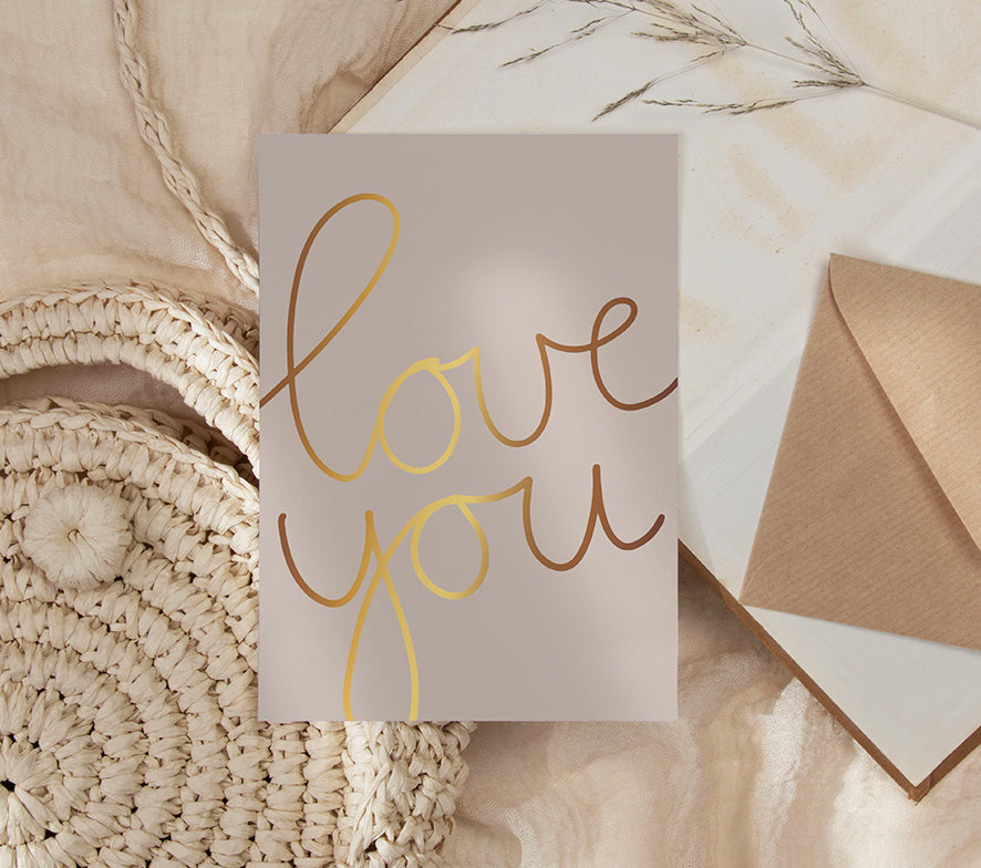 Kaart | Met goudfolie | Love you