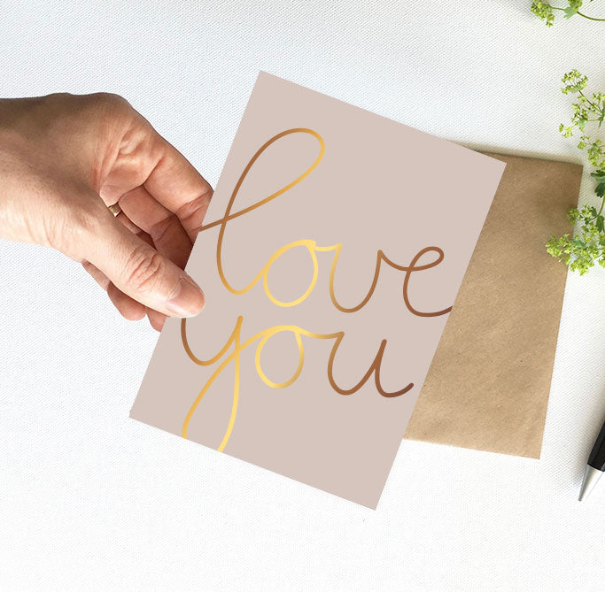 Kaart | Met goudfolie | Love you