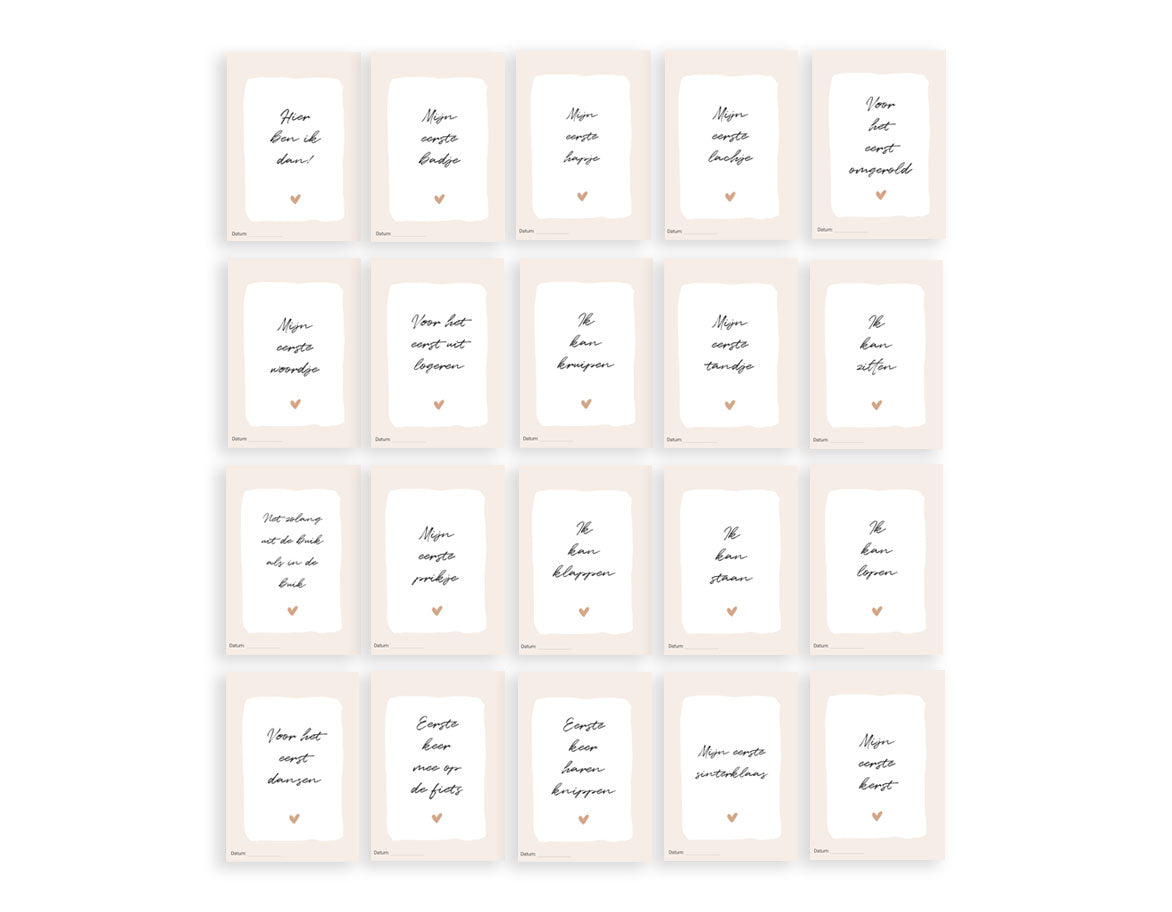 Mijlpaalkaarten Baby | Eerste jaar | 40 kaartjes | Printable