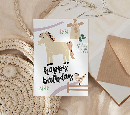 Kaart | Happy birthday Paard