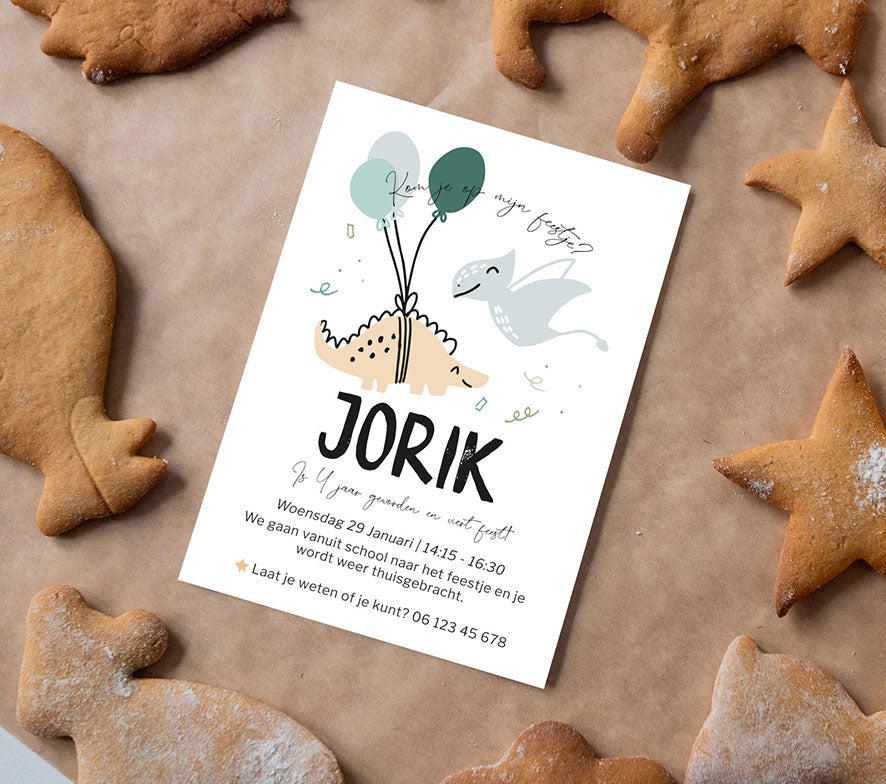 Uitnodiging verjaardag Jorik | Aanpassen in Canva | Printable