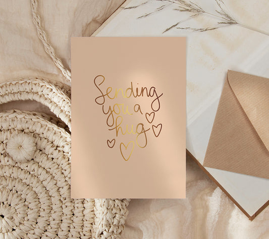 Kaart | Met goudfolie | Sending you a hug