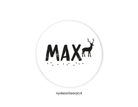 Kerst sticker met naam | Stoer | Rendier | 10 stuks