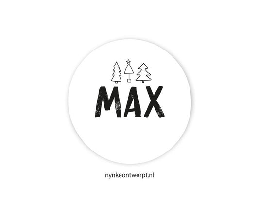 Kerst sticker met naam | Stoer | 10 stuks