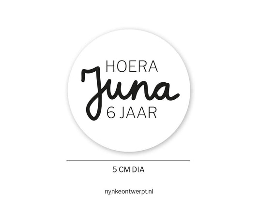 Traktatie sticker | Met naam en leeftijd | Handgeschreven | 10 stuks