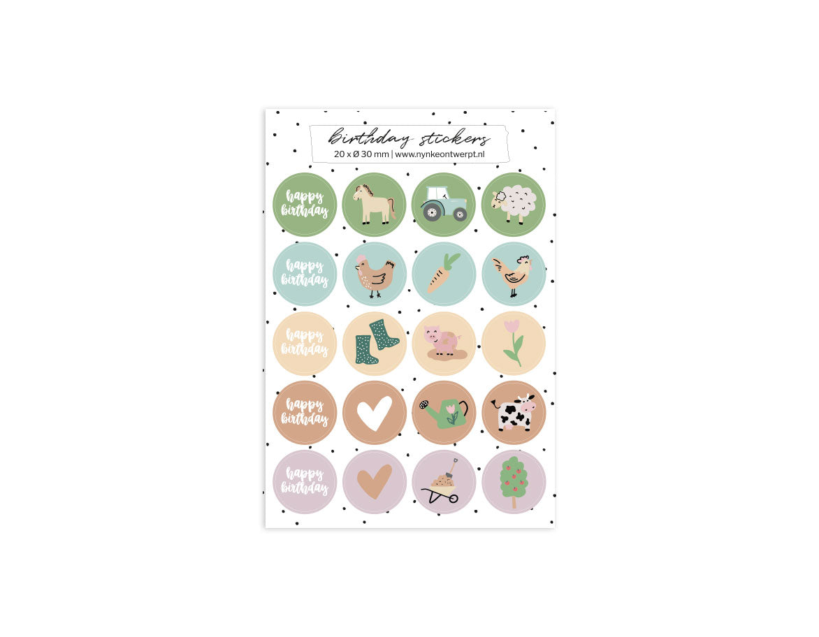 Stickervel A5 | Birthday Farm | 20 stuks