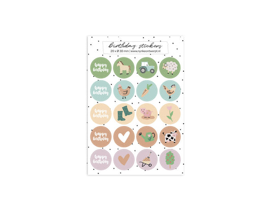 Stickervel A5 | Birthday Farm | 20 stuks