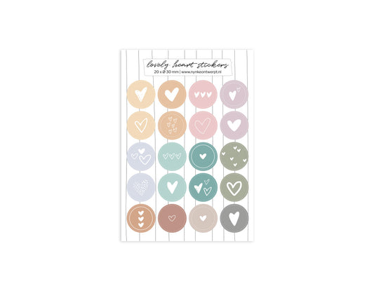 Stickervel A5 | Lovely hearts - Kleur | 20 stuks