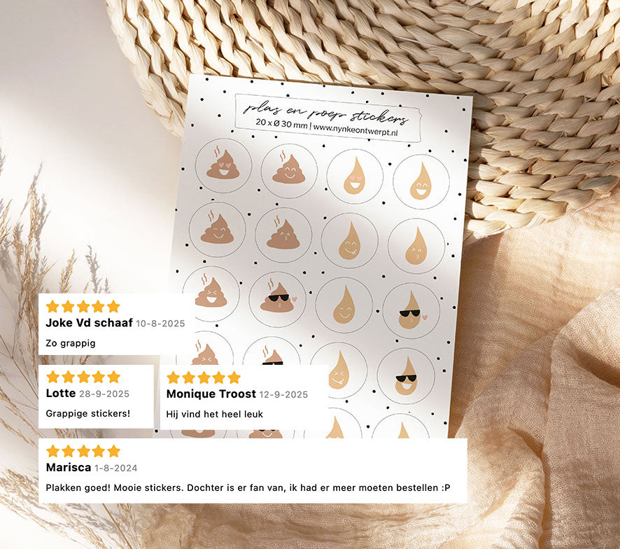 Stickervel A5 | Zindelijkheid | Plassie en poepie | 20 stuks