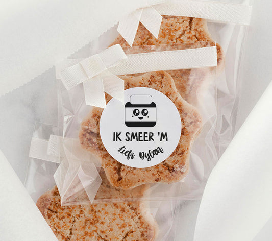 Traktatie sticker afscheid | met naam | Ik smeer 'm | 10 stuks