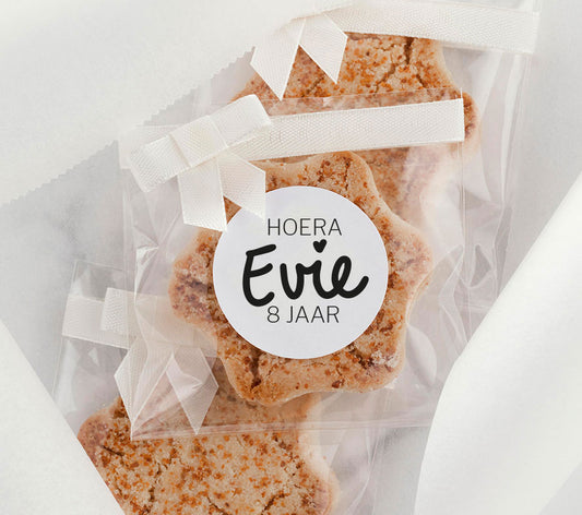 Traktatie sticker | Met naam en leeftijd | Handgeschreven | 10 stuks