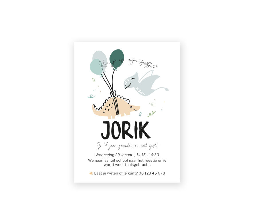 Uitnodiging verjaardag Jorik | Aanpassen in Canva | Printable