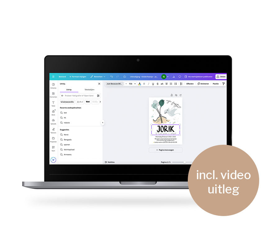 Uitnodiging verjaardag Jorik | Aanpassen in Canva | Printable