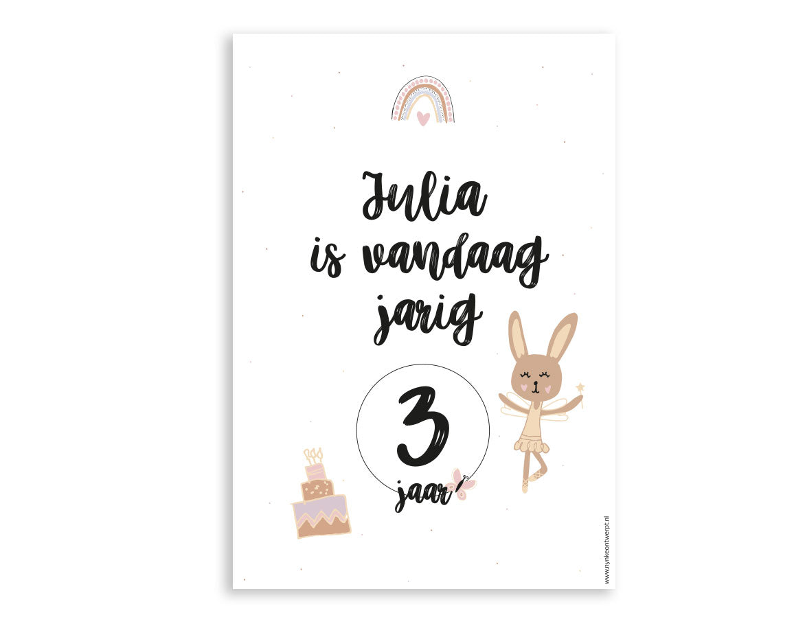 Gepersonaliseerde aftelkalender verjaardag | Meisje | Printable
